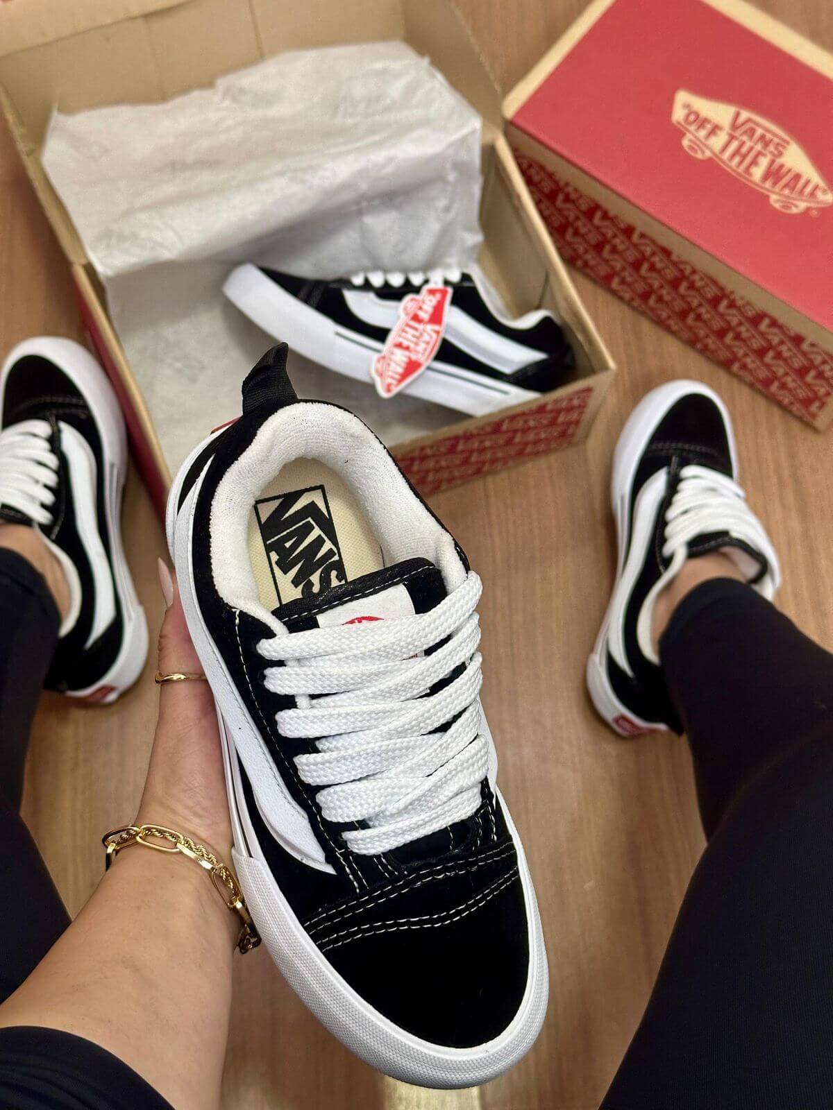 Tênis knu skool black true Preto e Branco Masculino