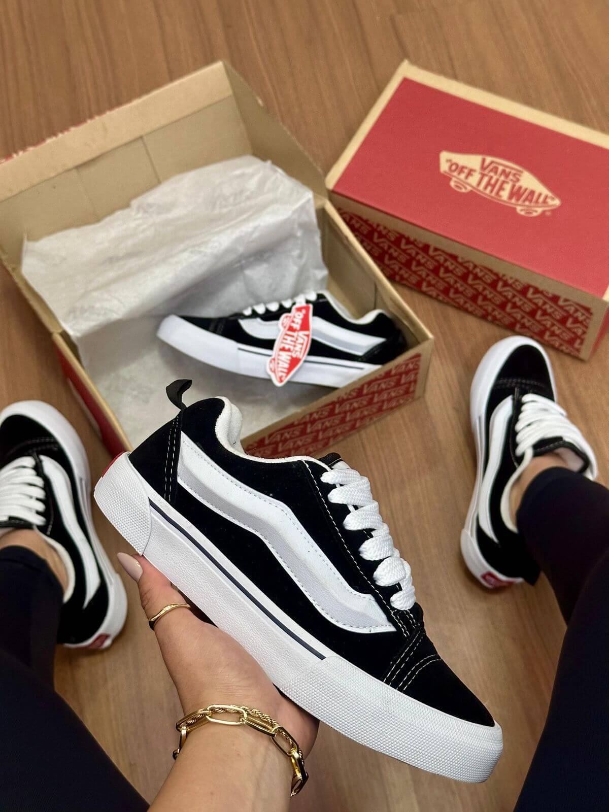 Tênis knu skool black true Preto e Branco Masculino